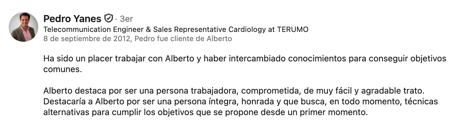 Recomendación en LinkedIn