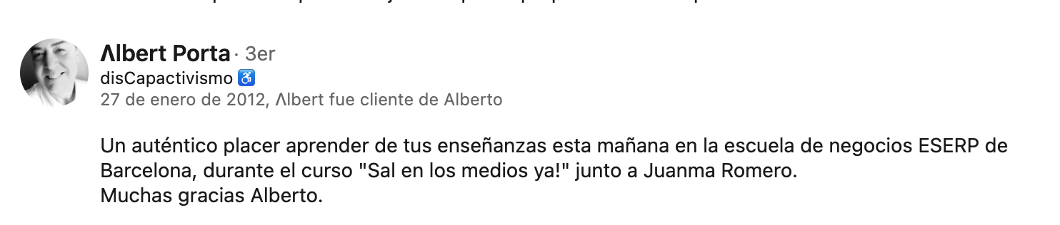 Recomendación en LinkedIn