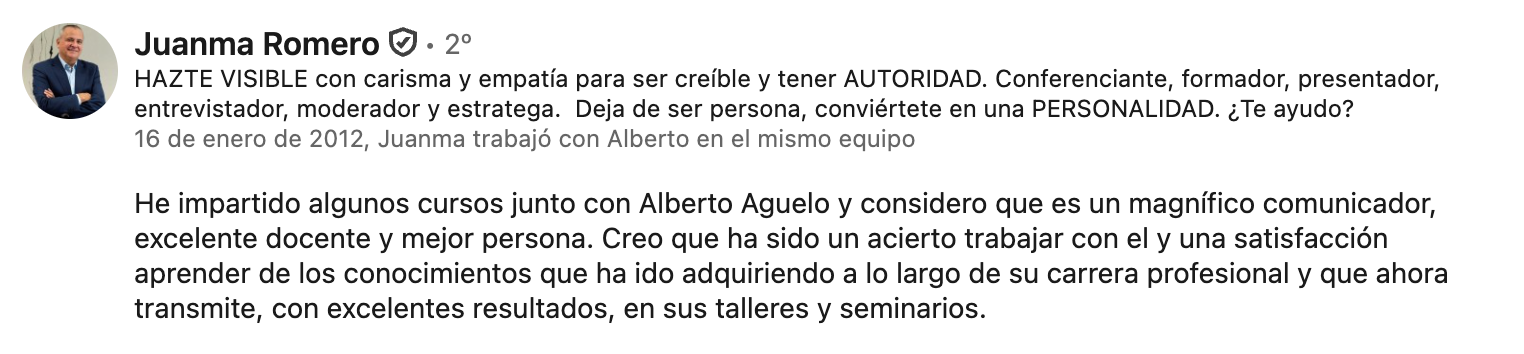 Recomendación en LinkedIn