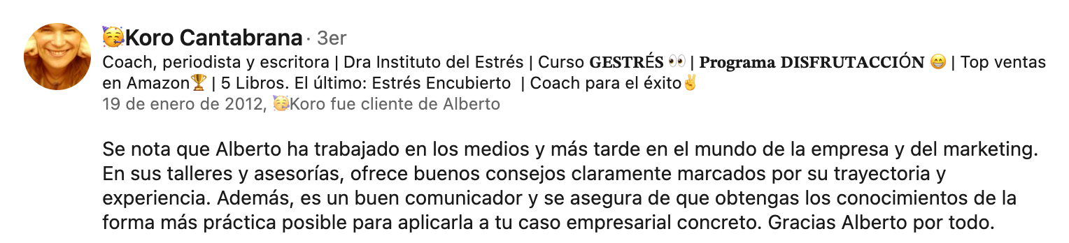 Recomendación en LinkedIn