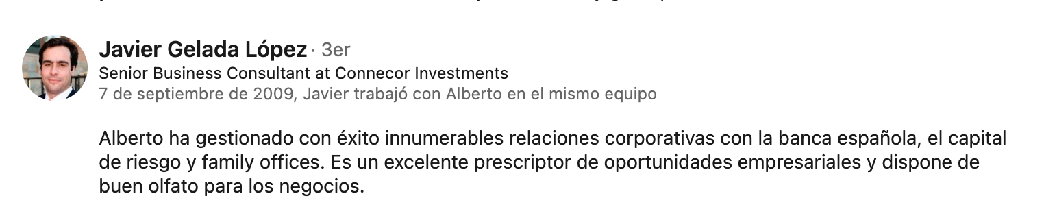 Recomendación en LinkedIn