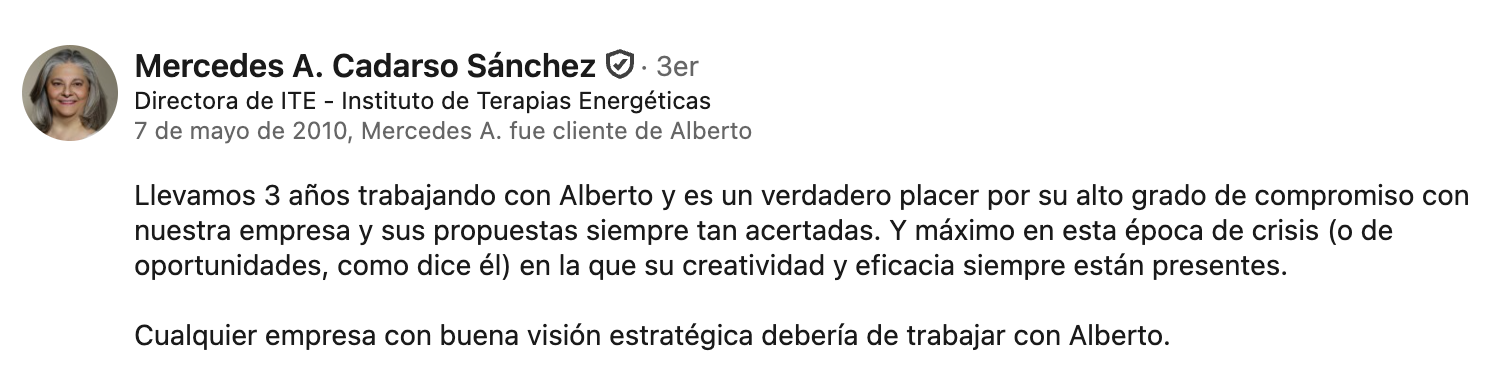 Recomendación en LinkedIn