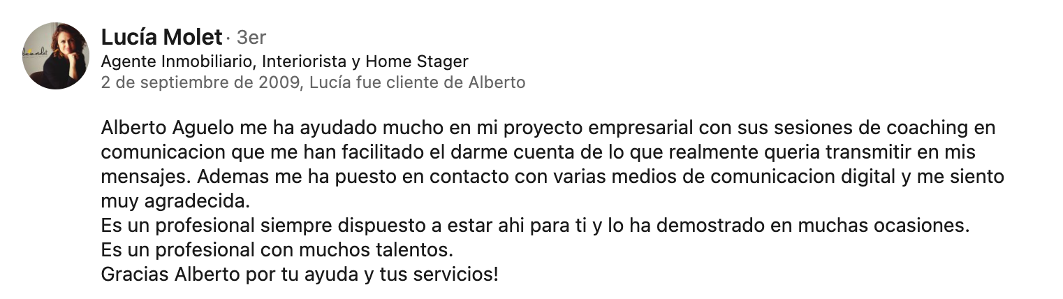 Recomendación en LinkedIn