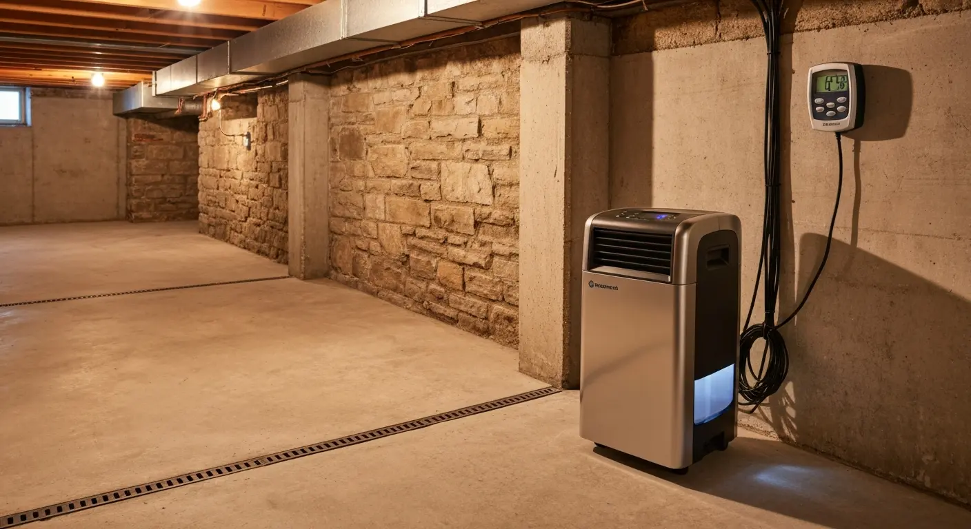 Basement dehumidifier installation