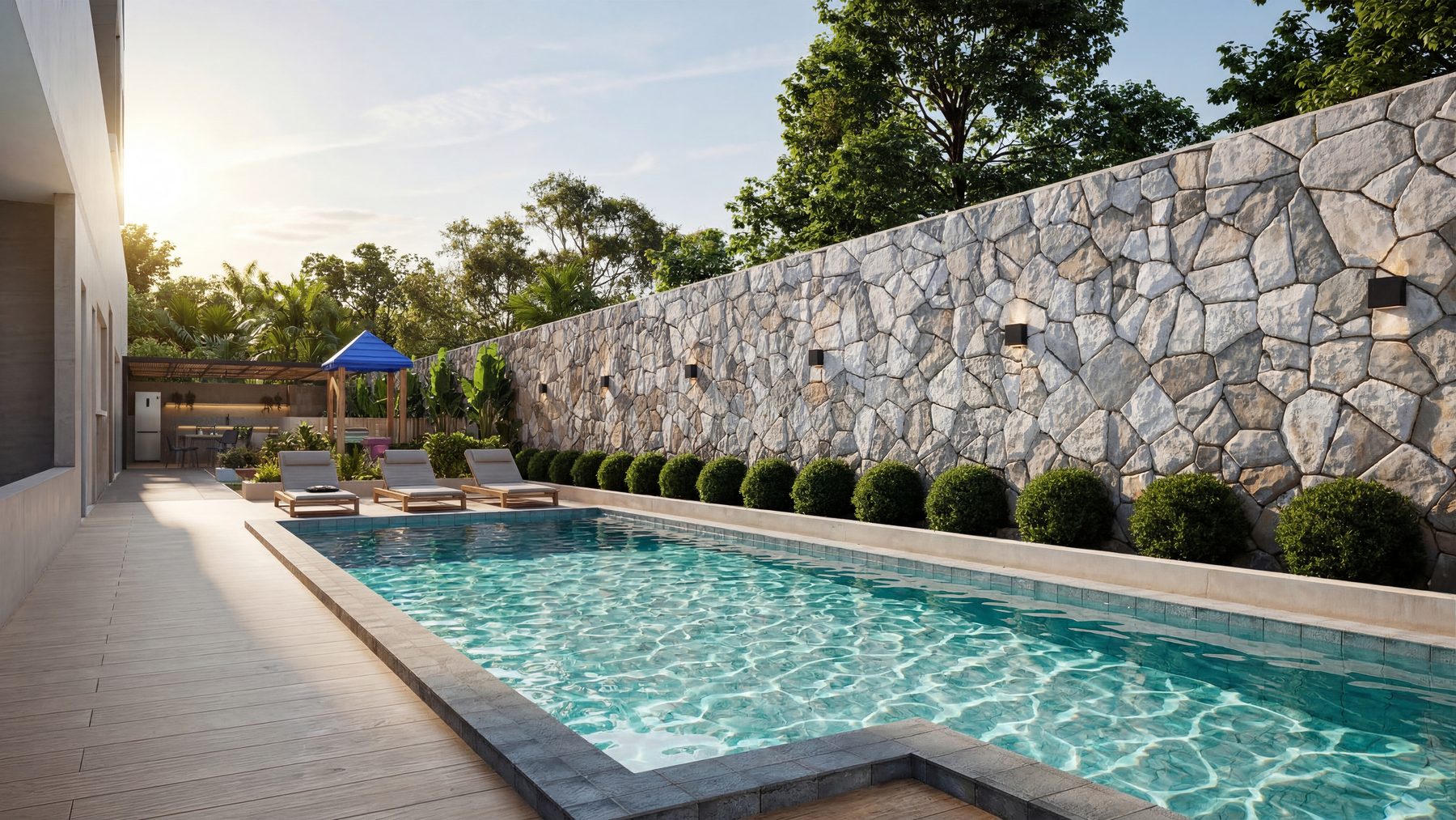 Piscina com prainha do Inizio Residencial, no Bairro de Fátima (perspectiva ilustrativa)