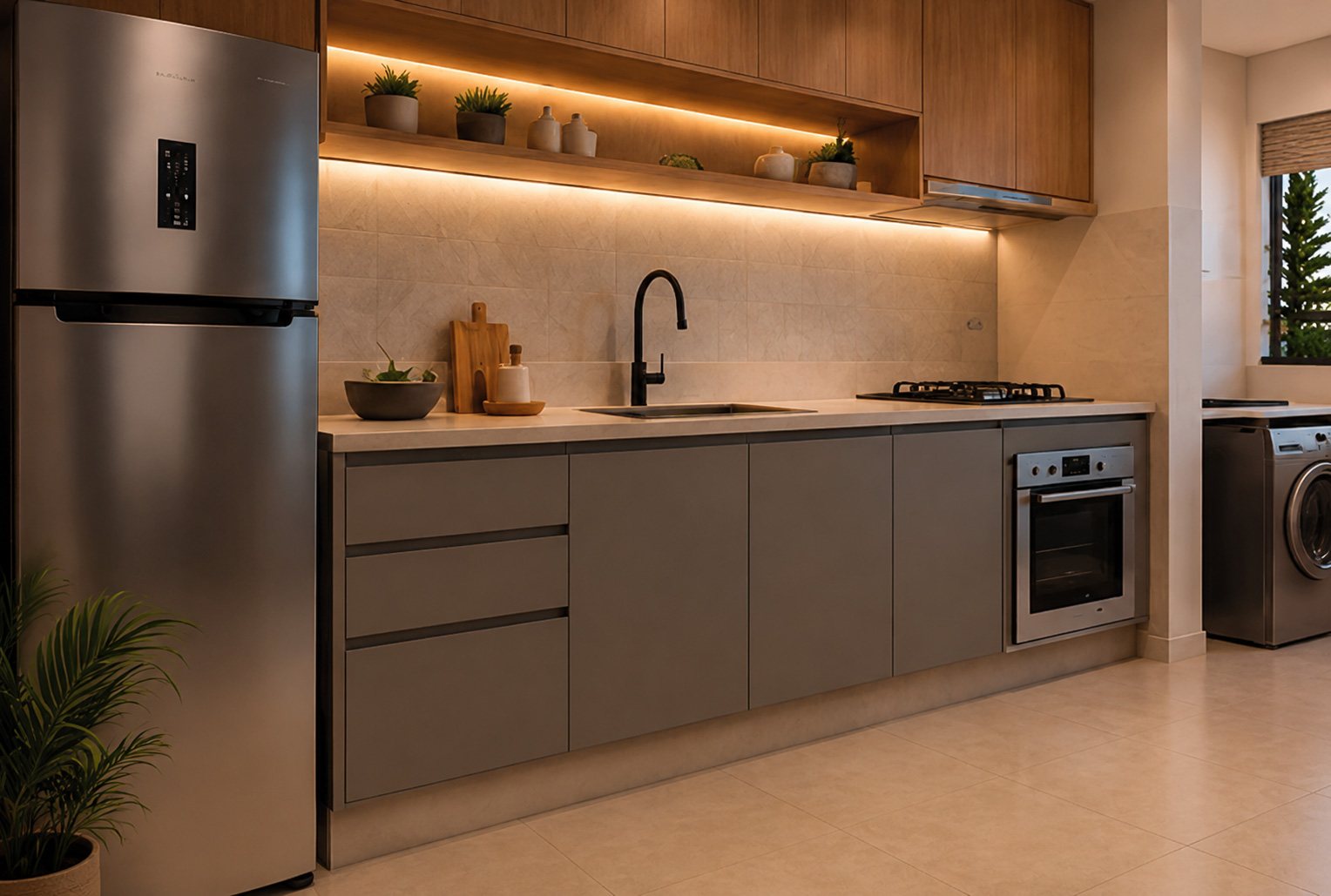 Cozinha do Inizio Residencial, no Bairro de Fátima (perspectiva ilustrativa)