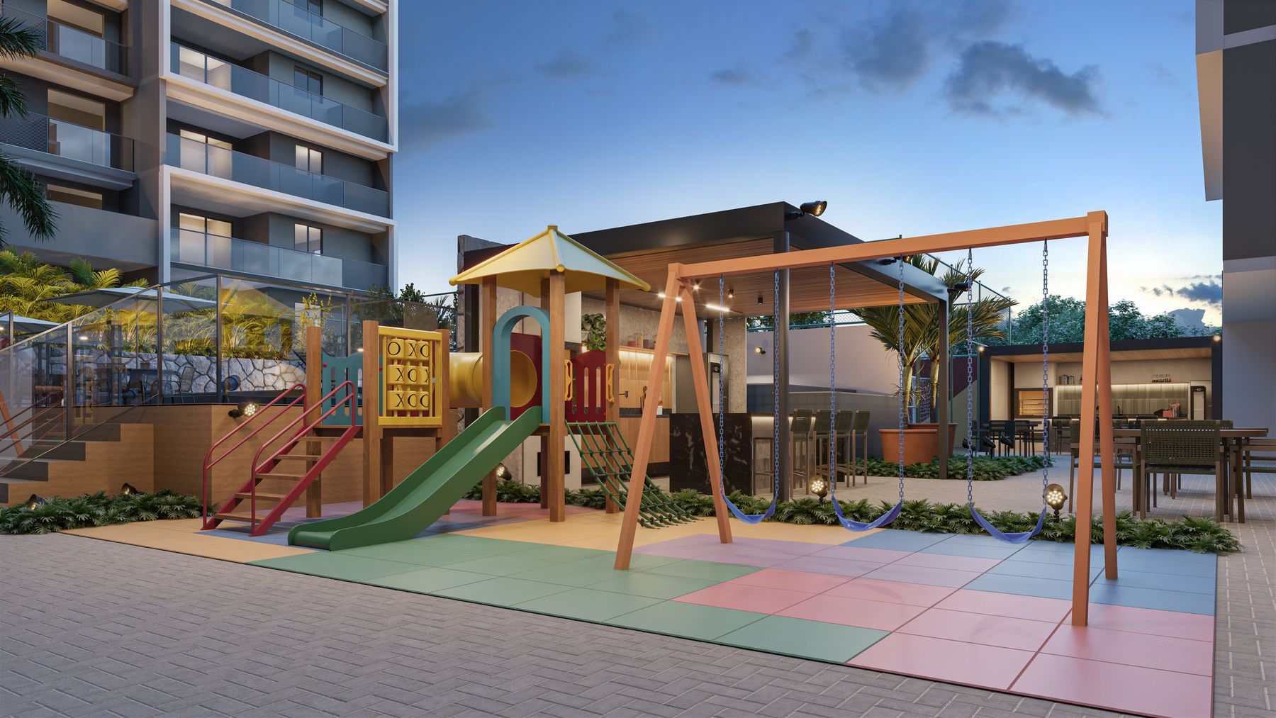 Playground do RZ25 Residencial Club, em Jardim Camburi (perspectiva ilustrativa)