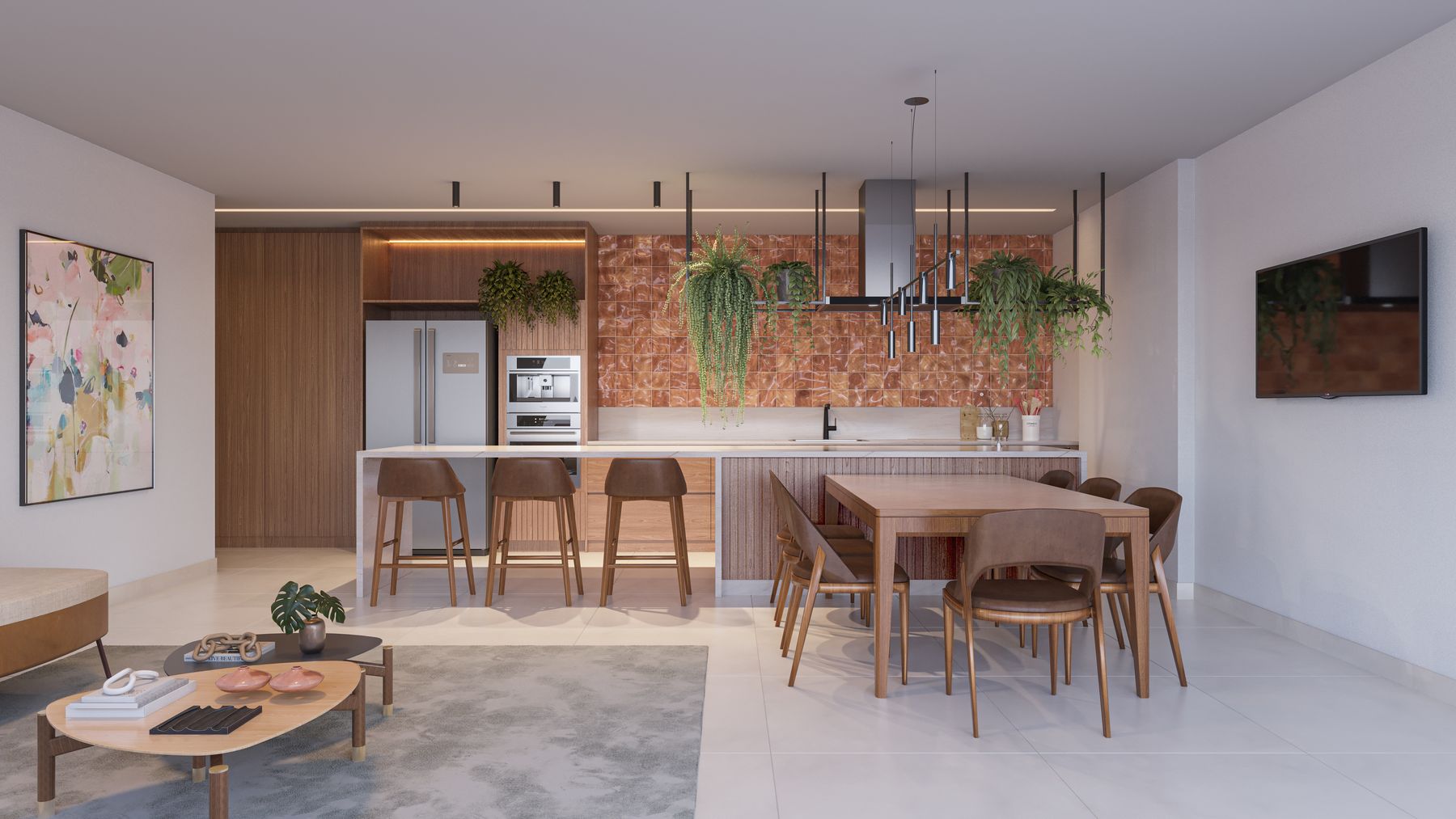 Espaço gourmet do RZ25 Residencial Club, em Jardim Camburi (perspectiva ilustrativa)