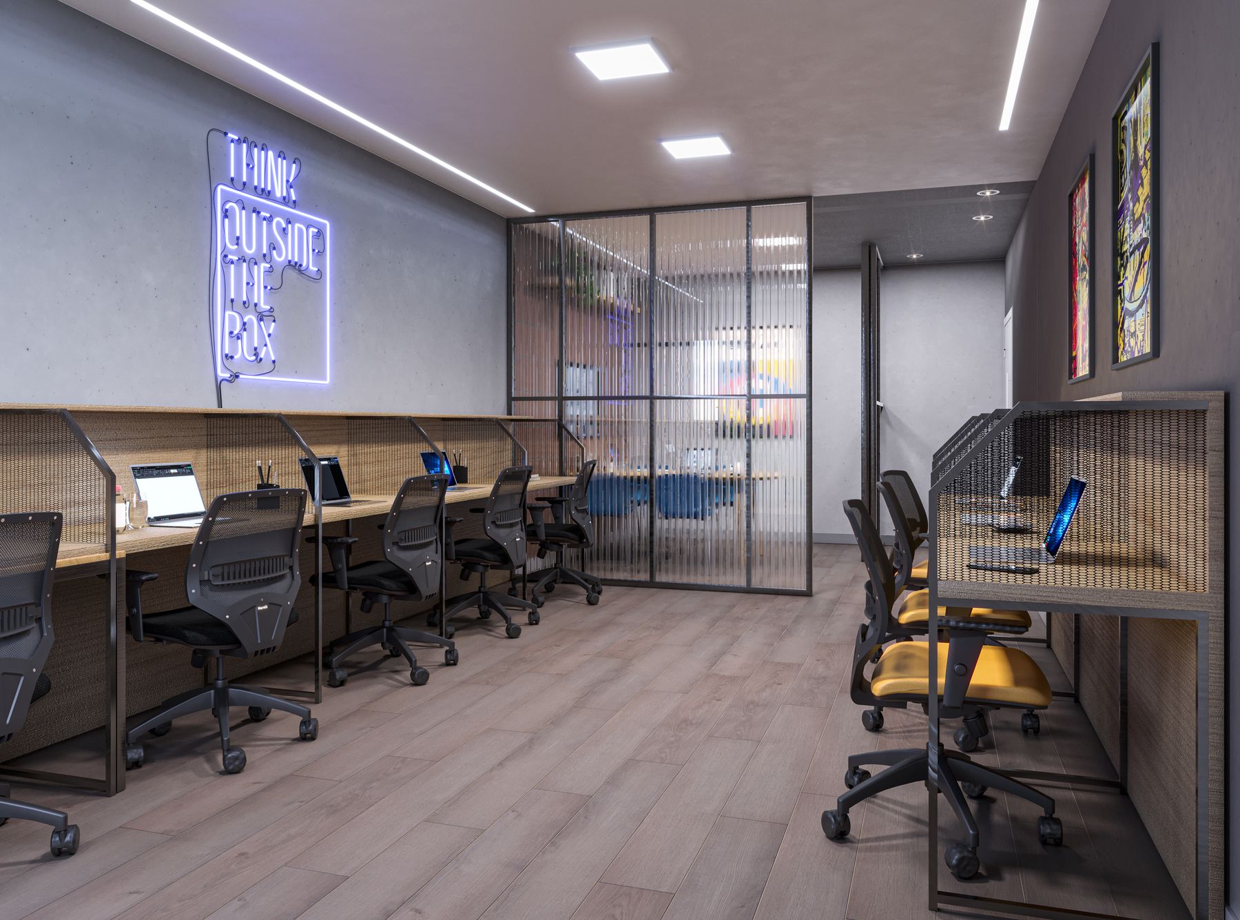 Coworking do RZ25 Residencial Club, em Jardim Camburi (perspectiva ilustrativa)