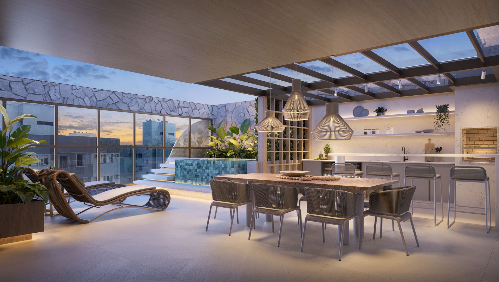 Cobertura: terraço do Quartzo by Mivita, em Jardim Camburi (perspectiva ilustrativa)