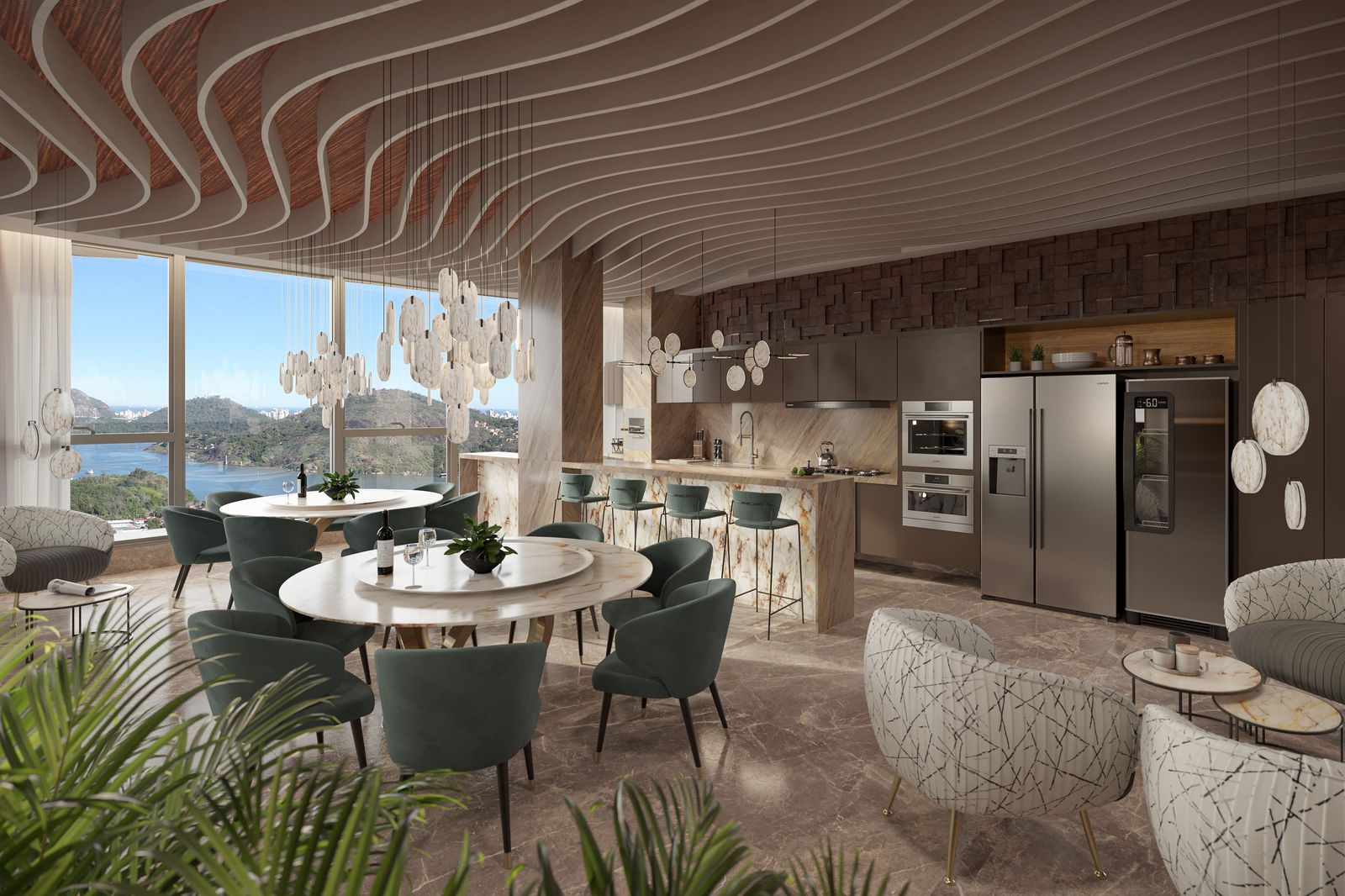 Espaço gourmet (36º andar) do UNA Residence, em Bento Ferreira (perspectiva ilustrativa)