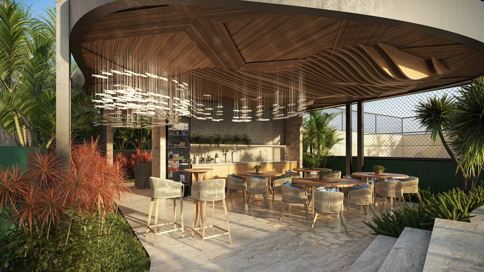 Beach bar do UNA Residence, em Bento Ferreira (perspectiva ilustrativa)