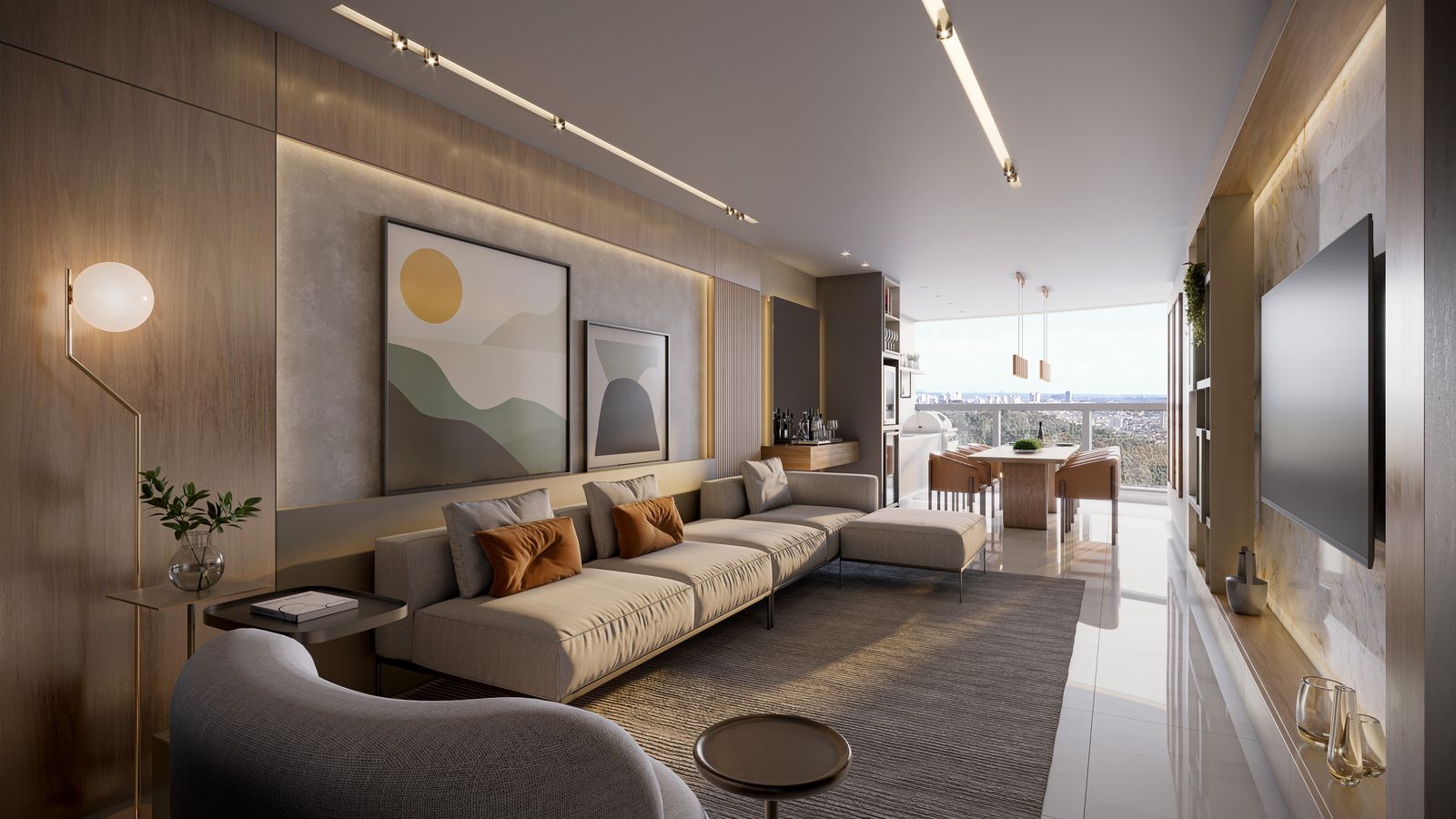 Sala de estar do UNA Residence (perspectiva ilustrativa)