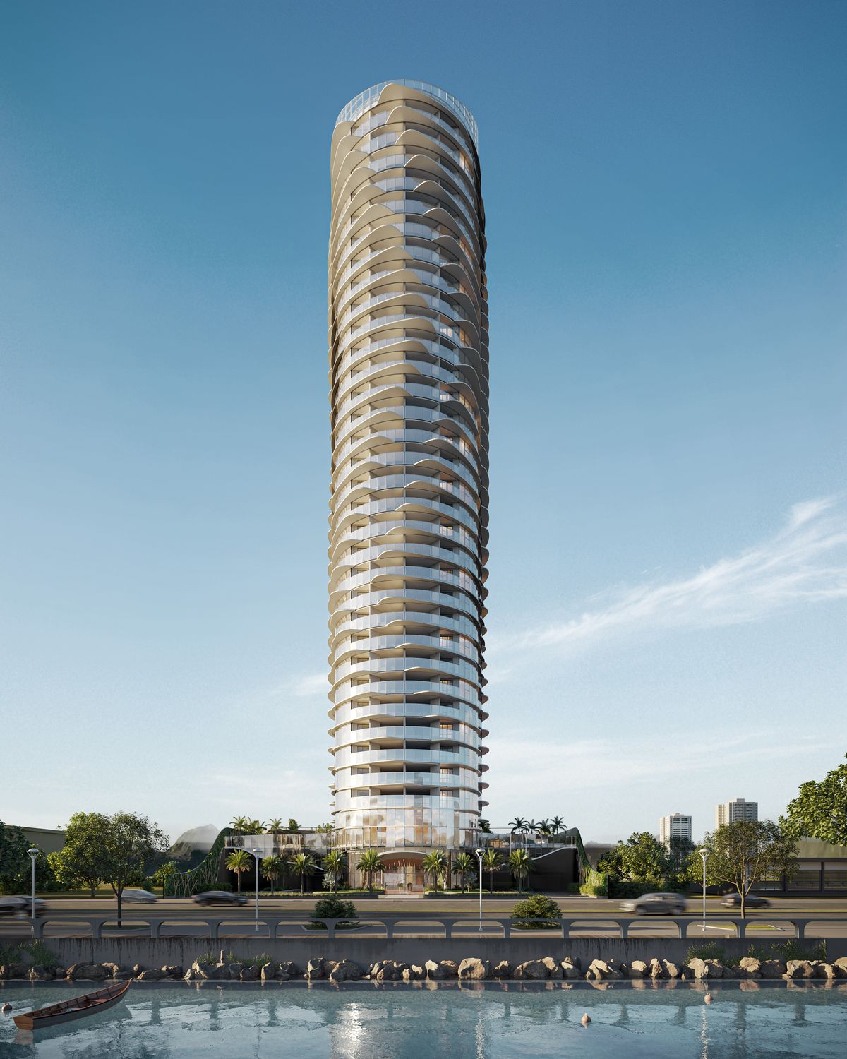 Torre do UNA Residence de frente para a baía de Vitória, em Bento Ferreira (perspectiva ilustrativa)