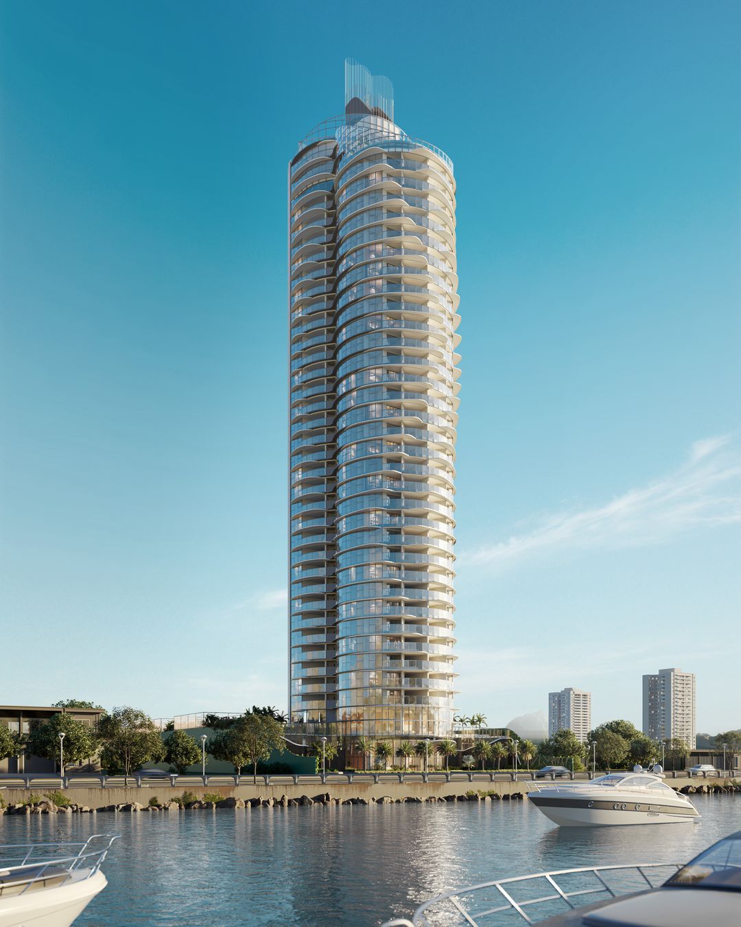 Torre do UNA Residence de frente para a baía de Vitória, em Bento Ferreira (perspectiva ilustrativa)