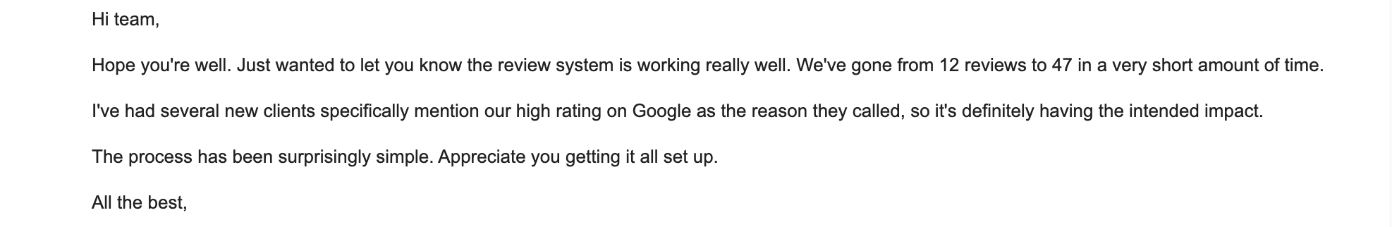 Customer feedback