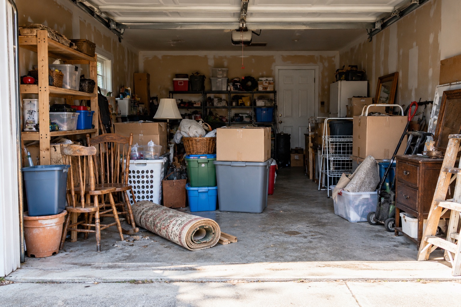 Cluttered garage