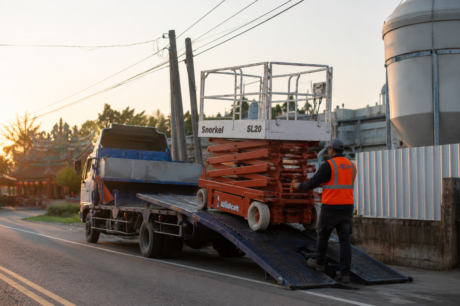 Transporte propio de Grupo Leal Renta entregando equipo