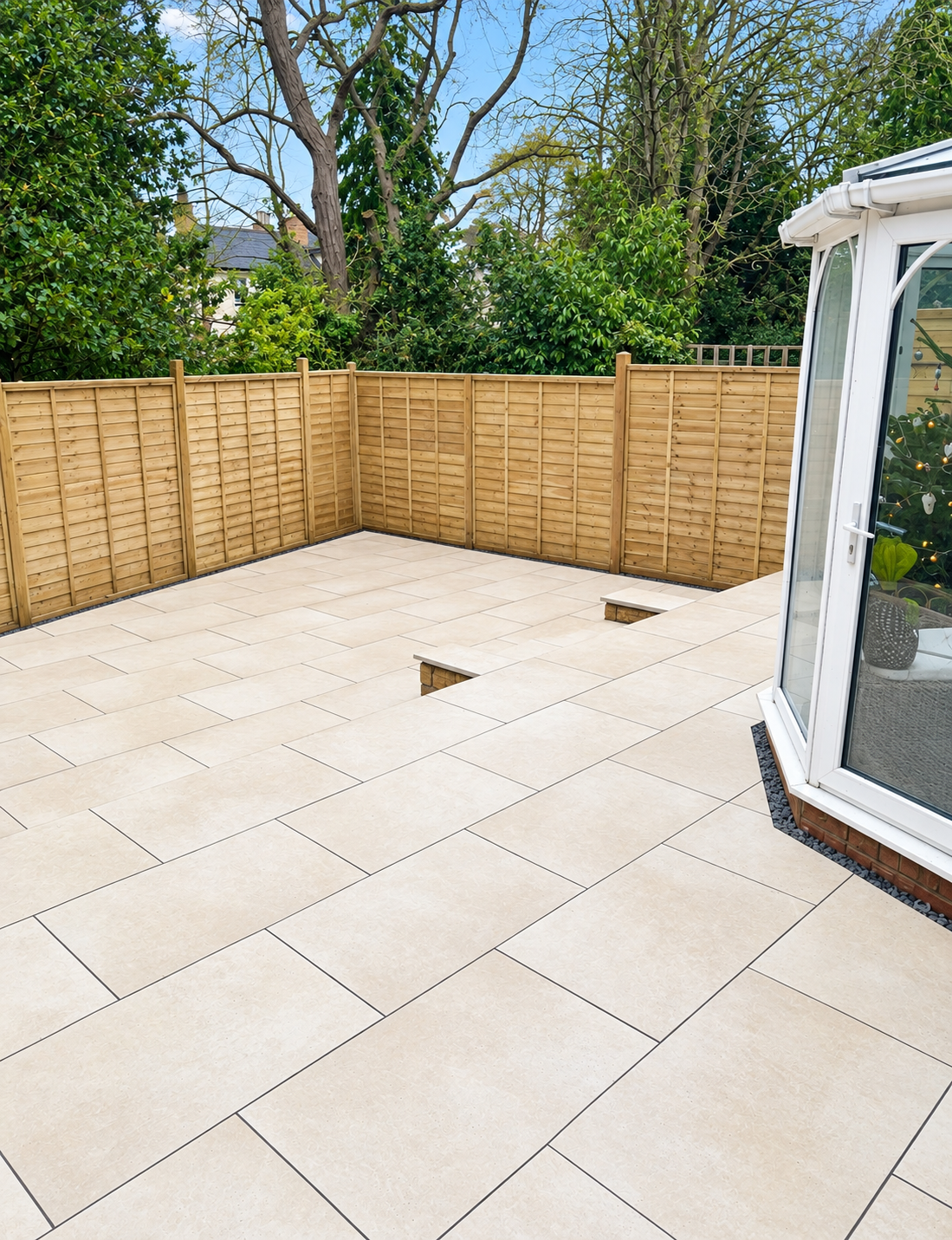 Landscaped garden patio in Worcestershire