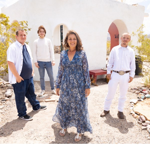 Brandy with her sons in the high desert