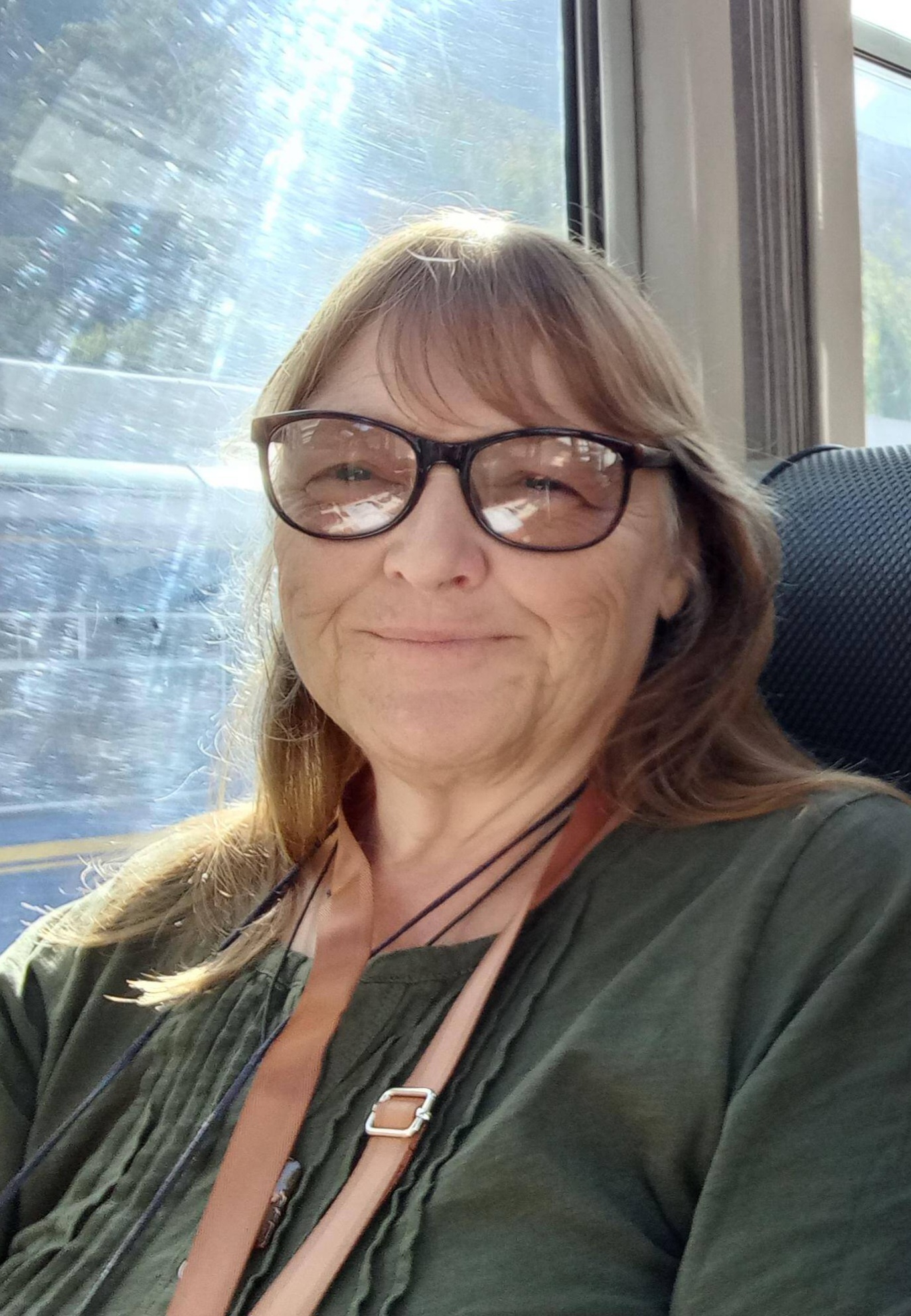 Andrea on the train to Machu Picchu