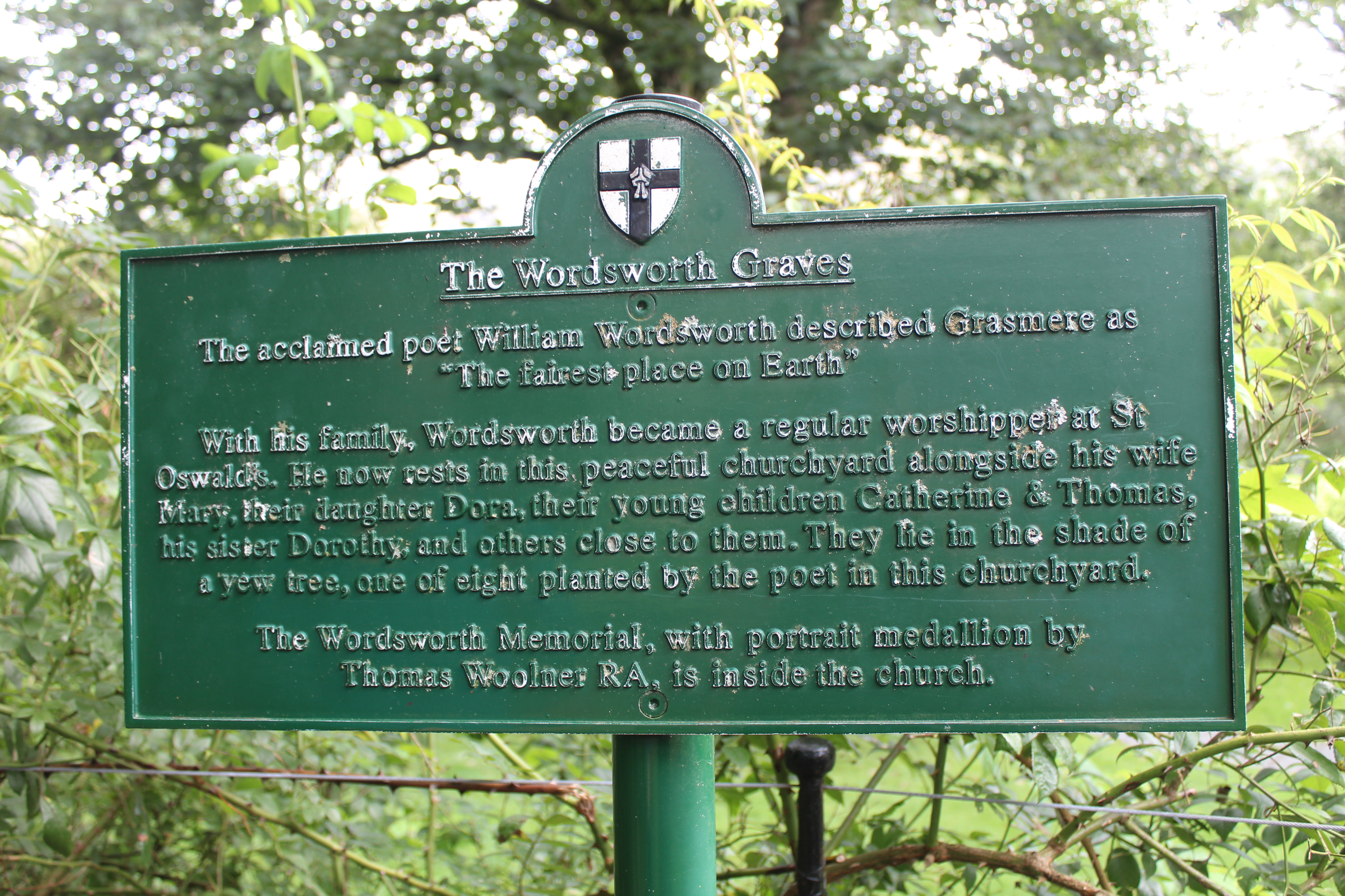 A sign explaining the Wordsworth family graves A sign explaining the Wordsworth family graves
