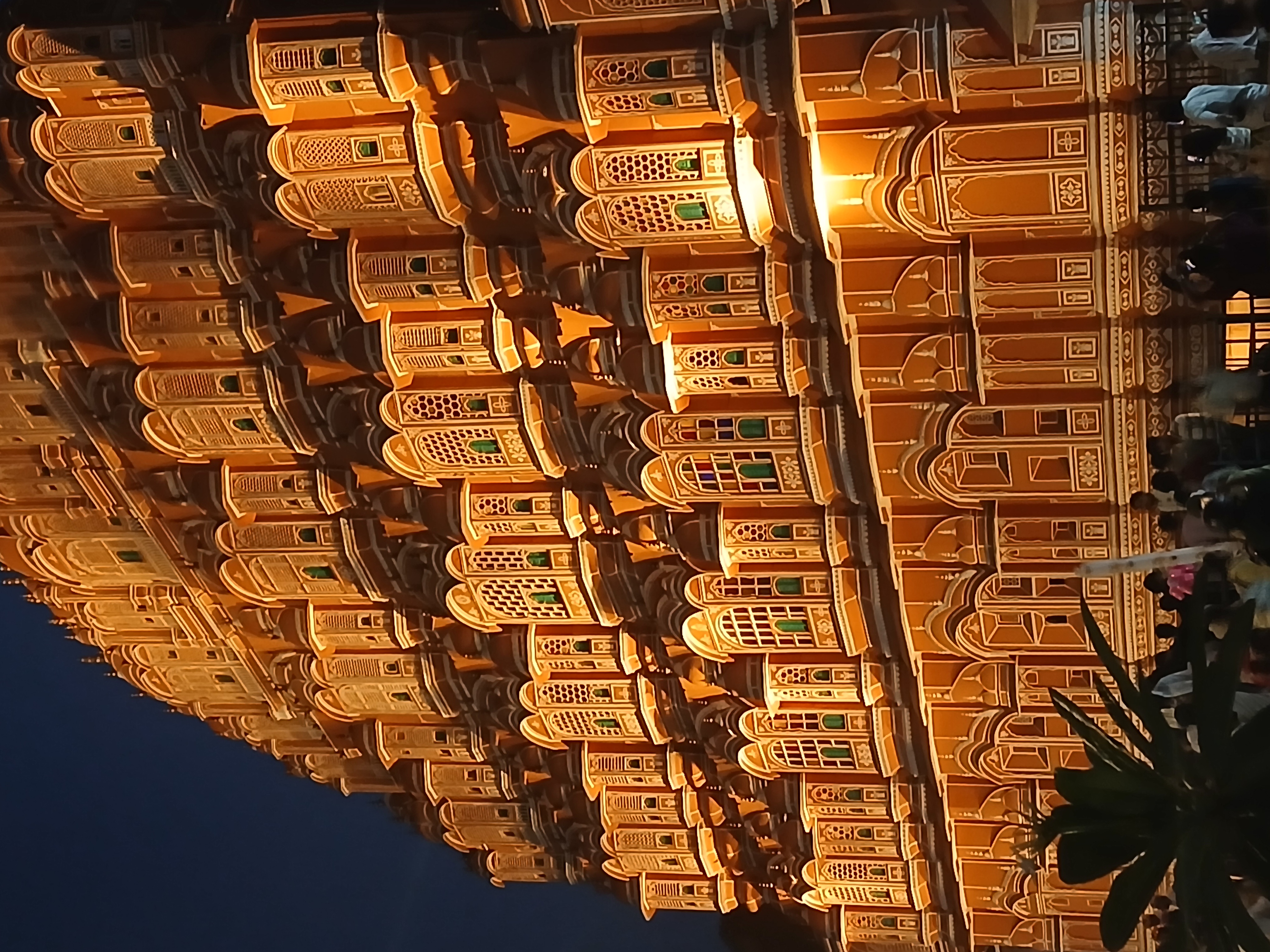 Hawa Mahal illuminated at night