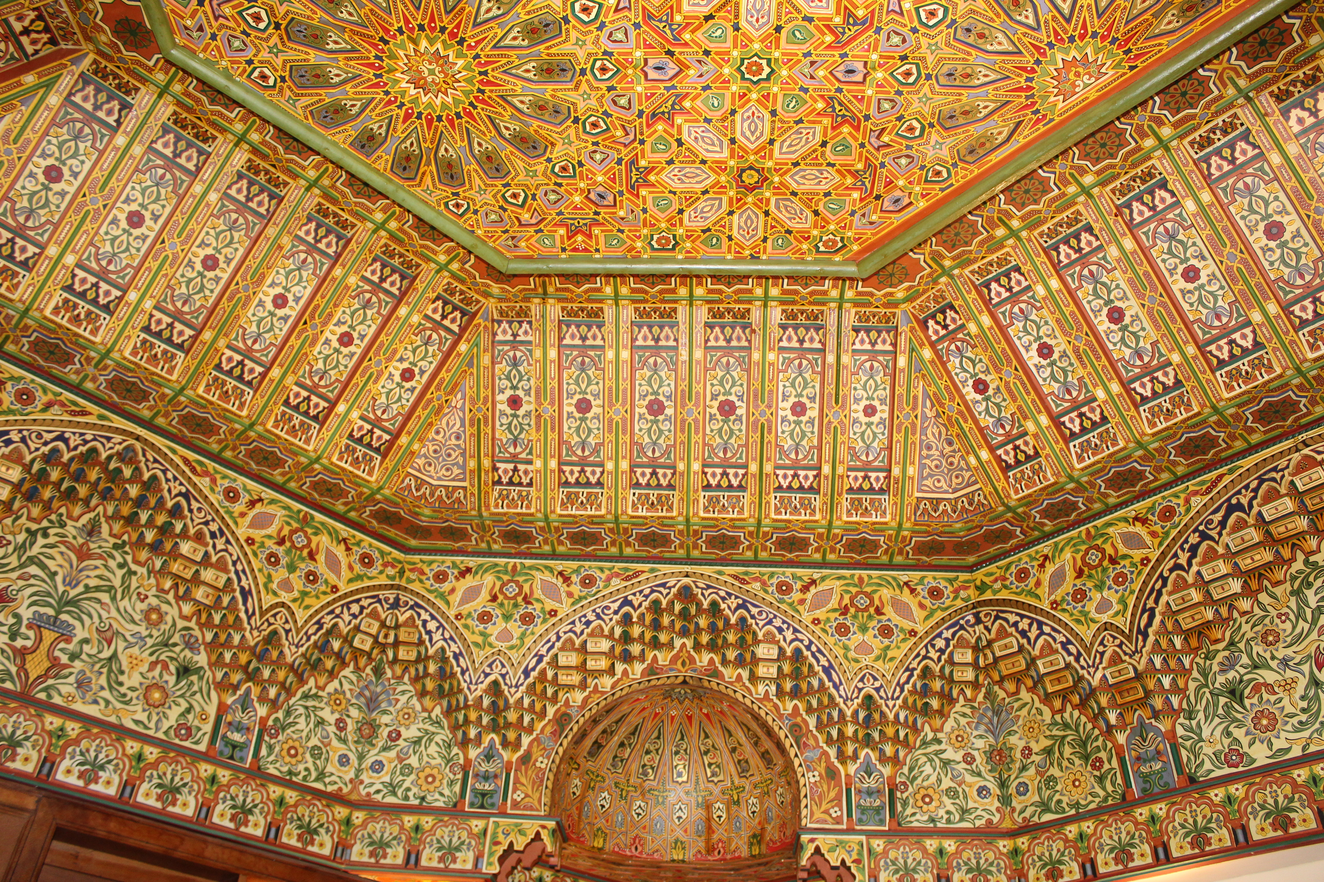 The magnificent ceiling of our restaurant in Fez