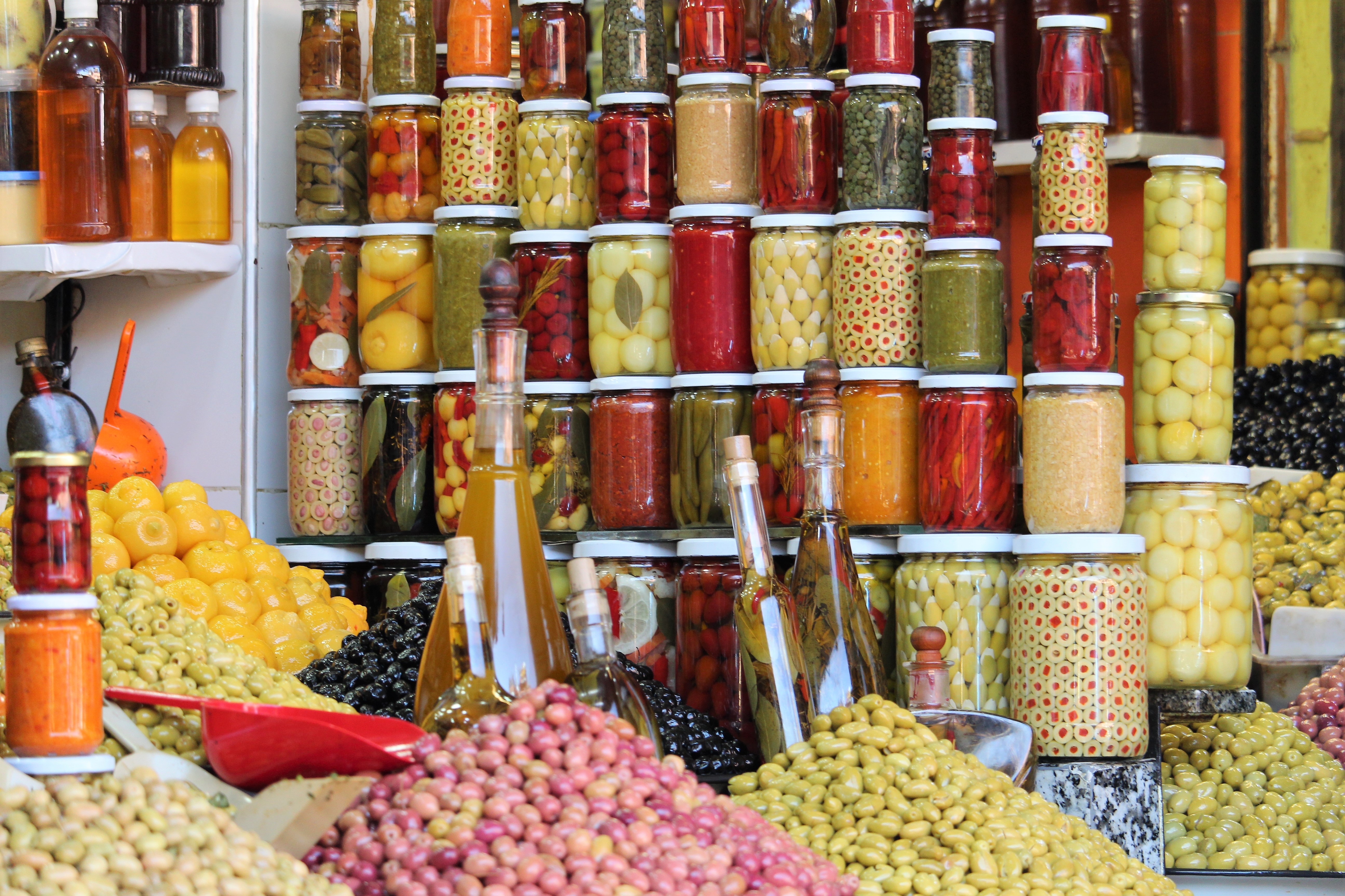 Olive stall in Marrakech Olive stall in Marrakech