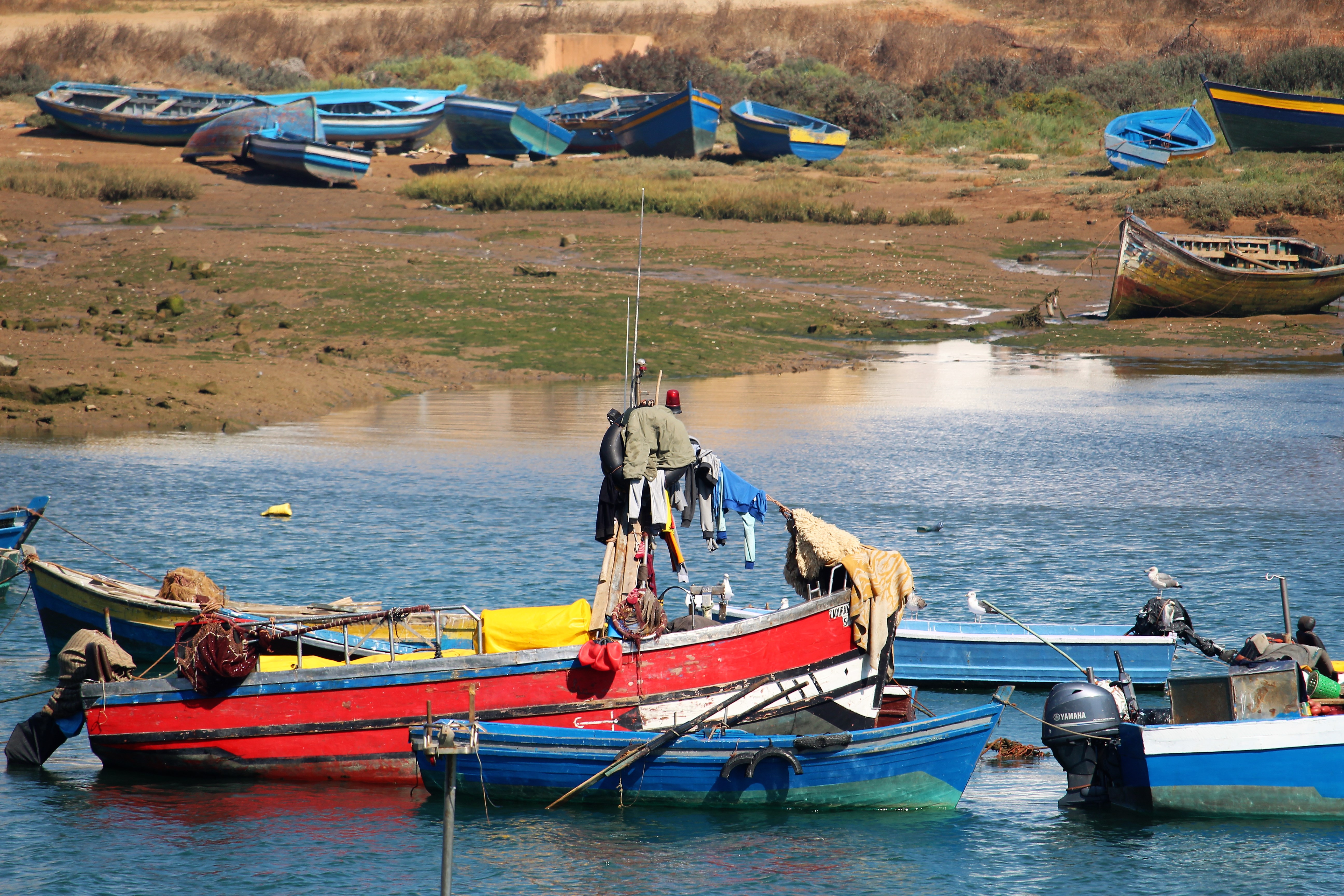Fishing boats on the river Fishing boats on the river