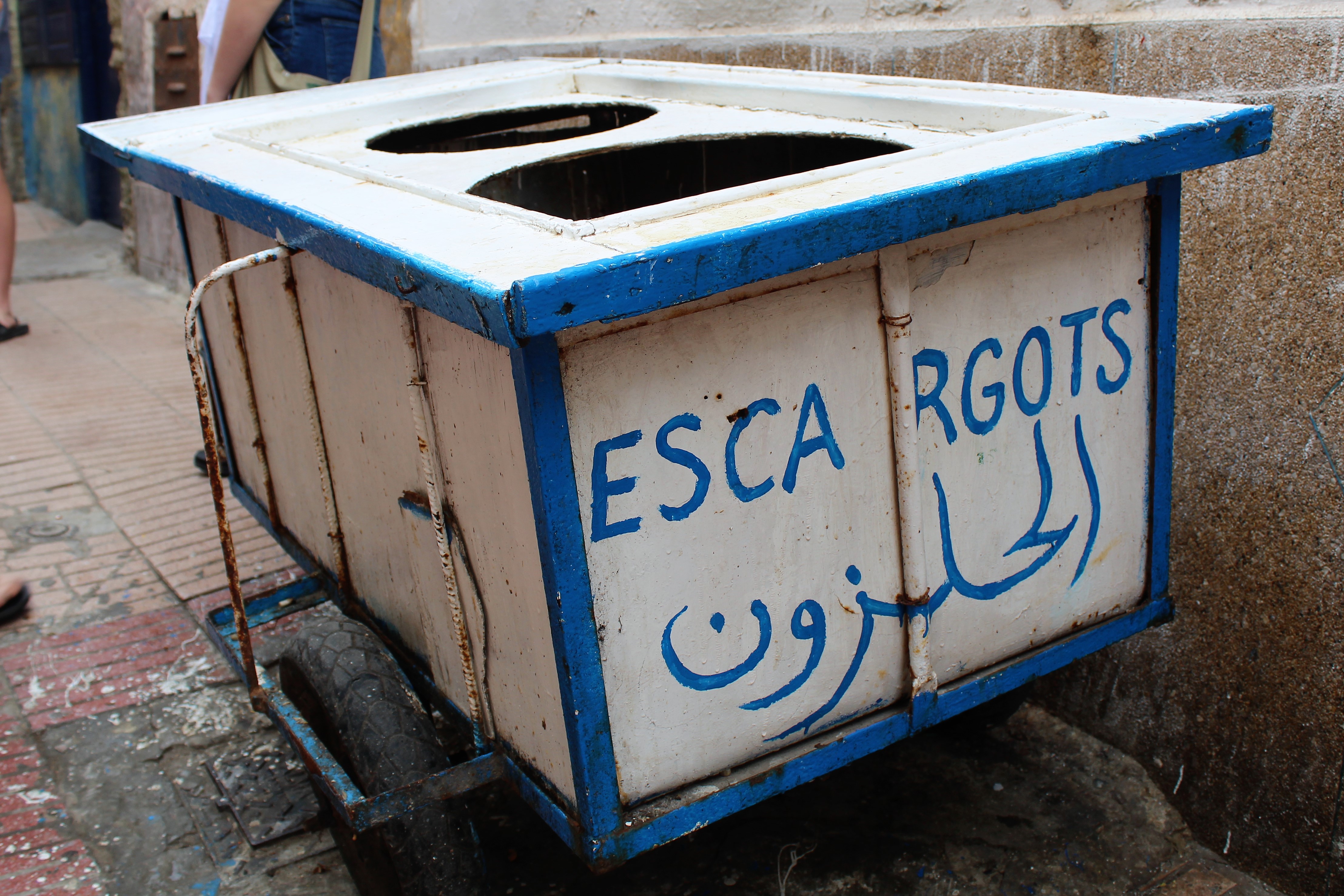 An empty mobile snail stall in Essaouira