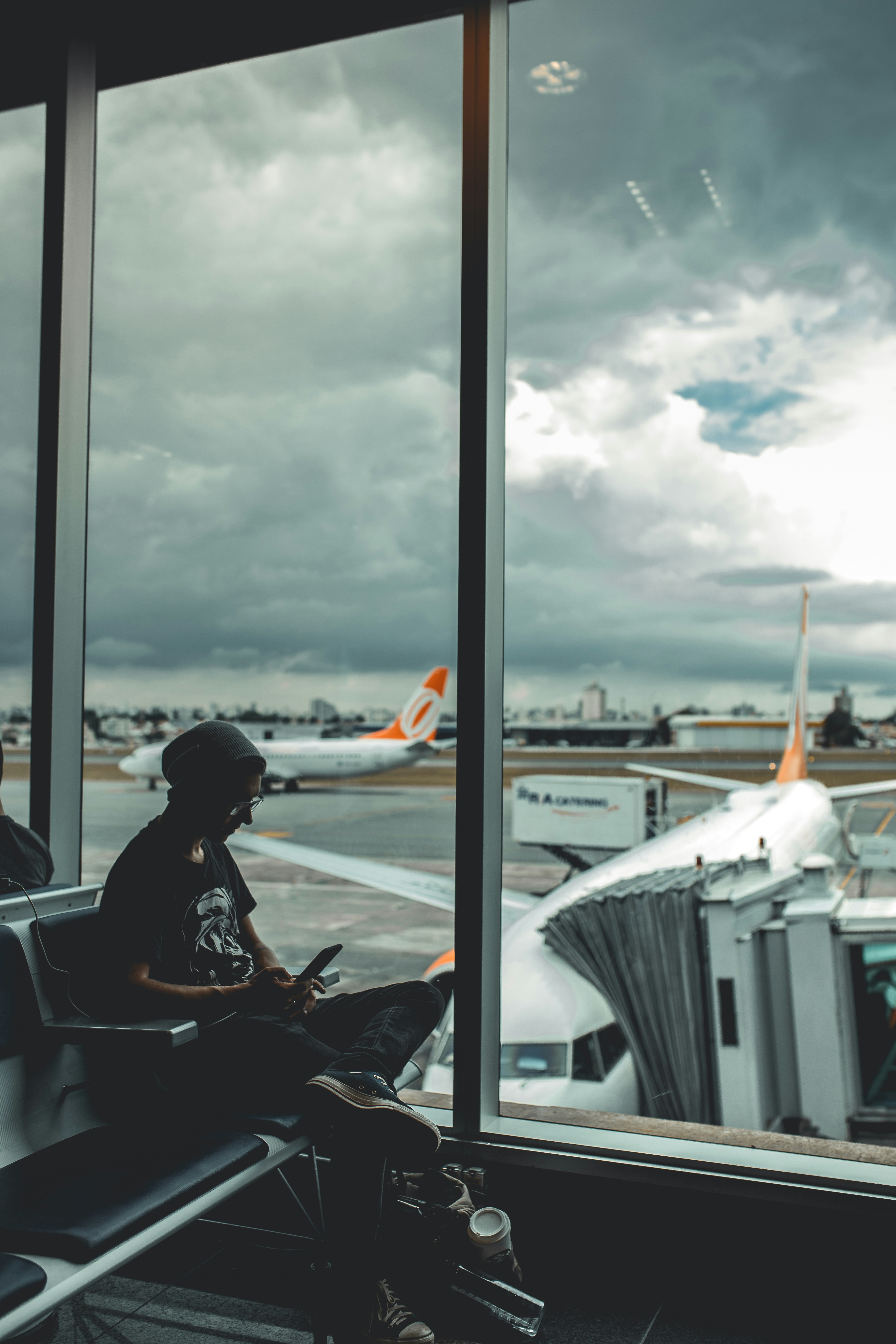 solo female at an airport