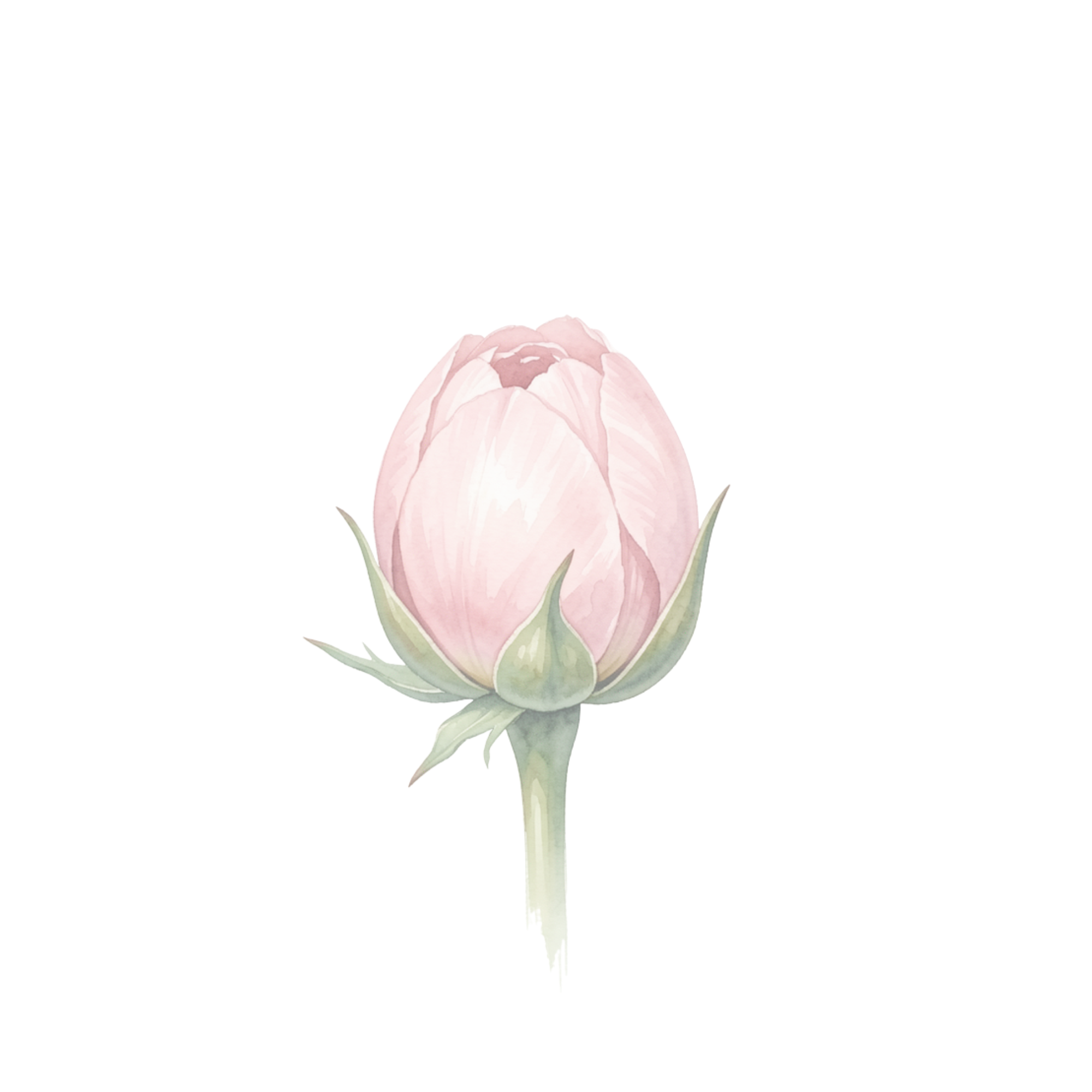 A single tight peony bud not yet opened, in soft blush light — the signature of the Awaken stage.