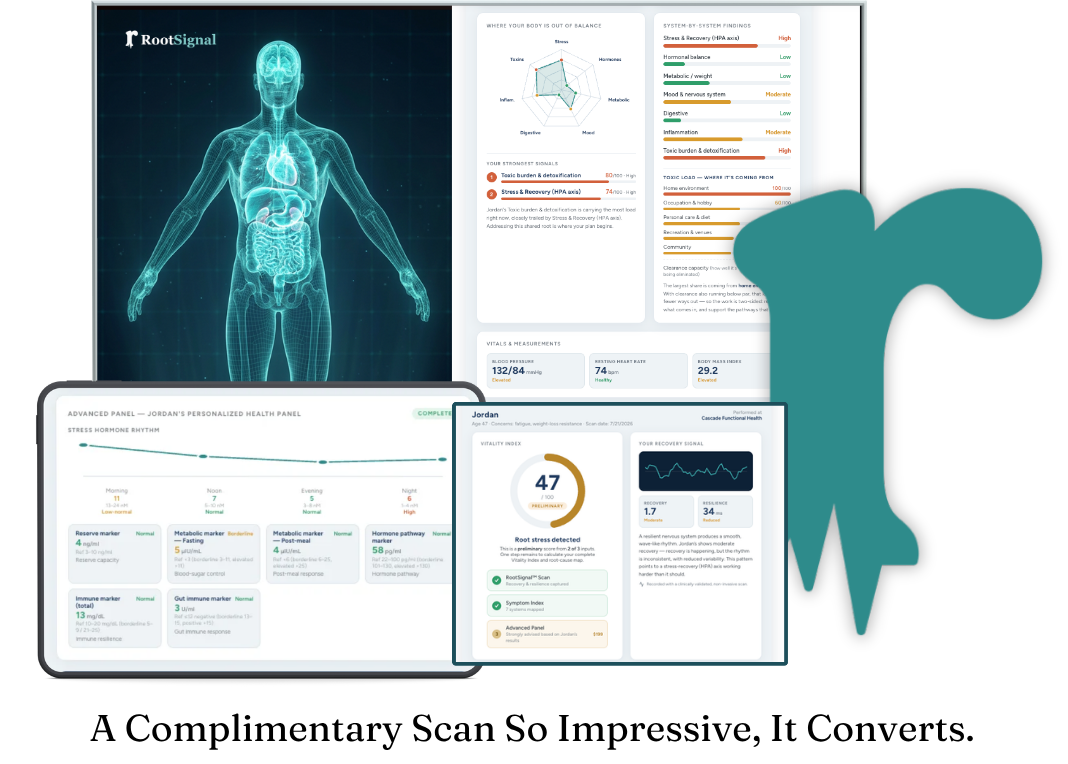 A patient’s RootSignal™ Vitality Index scan report