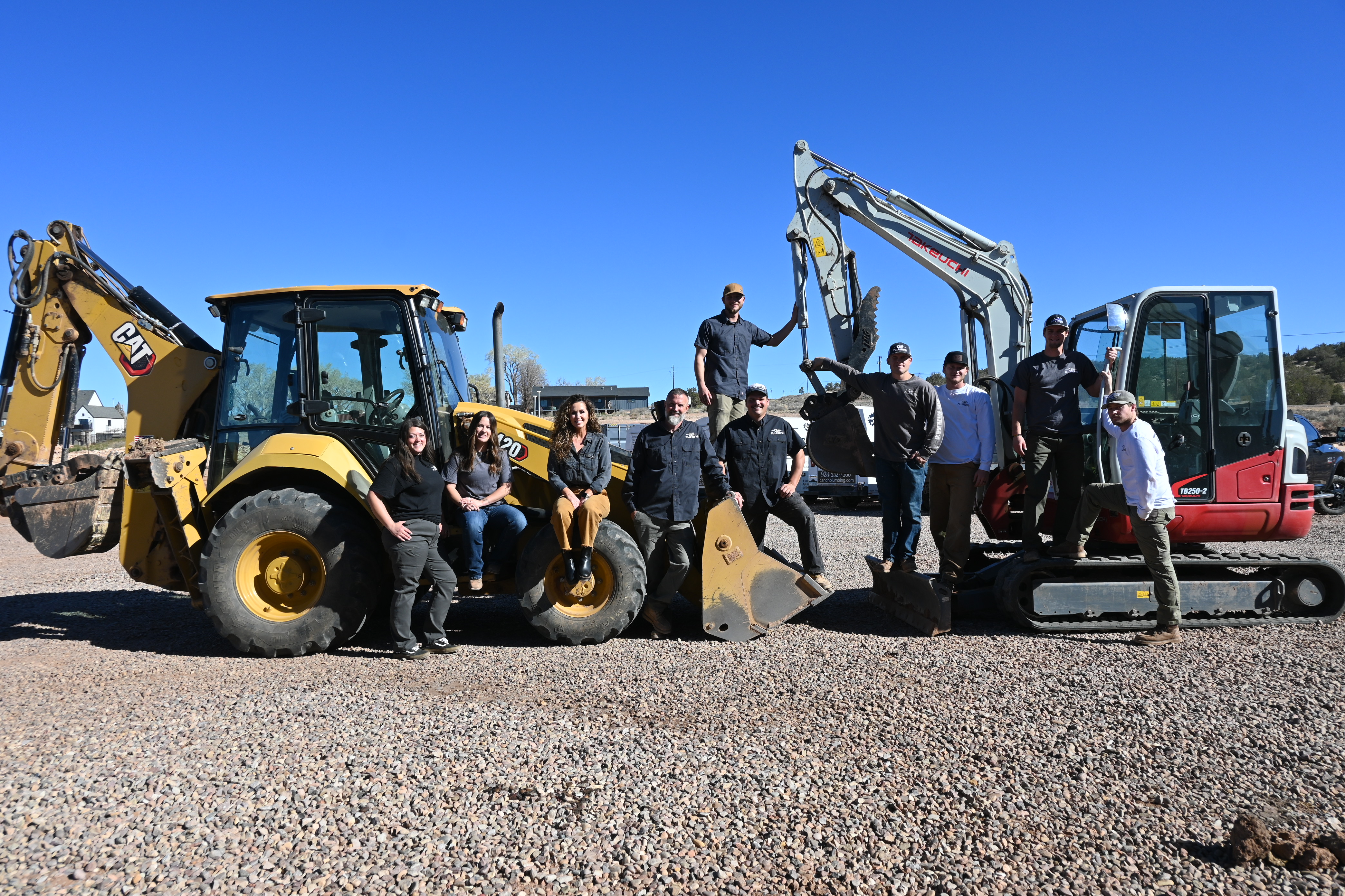 C&H Plumbing truck, tools, and excavation equipment
