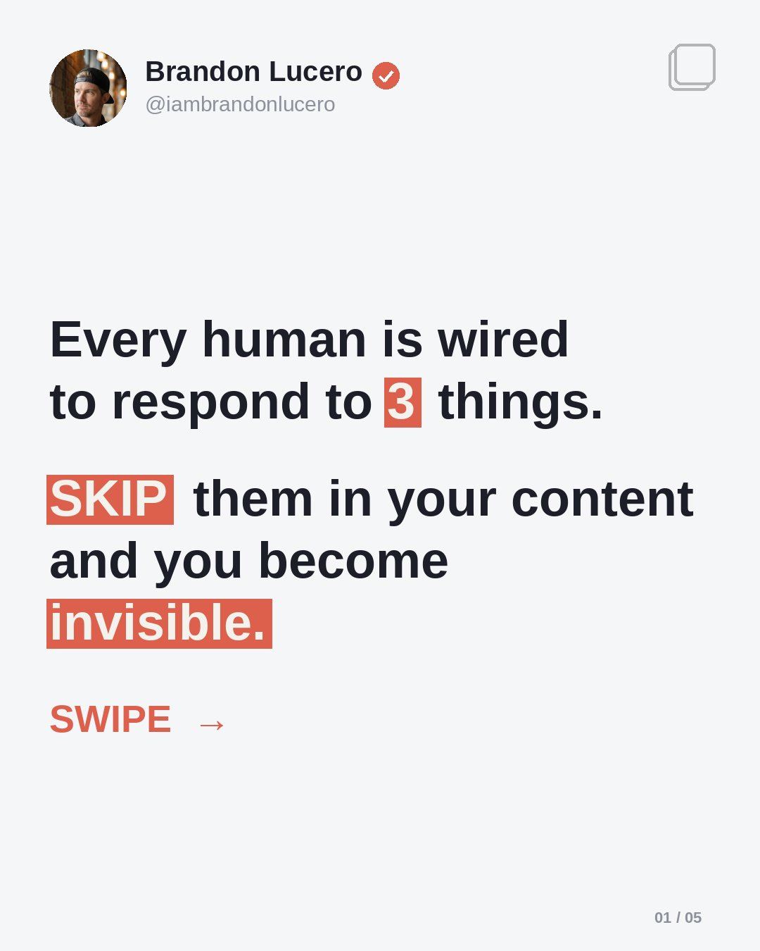 Carousel slide &mdash; Every human is wired to respond to 3 things
