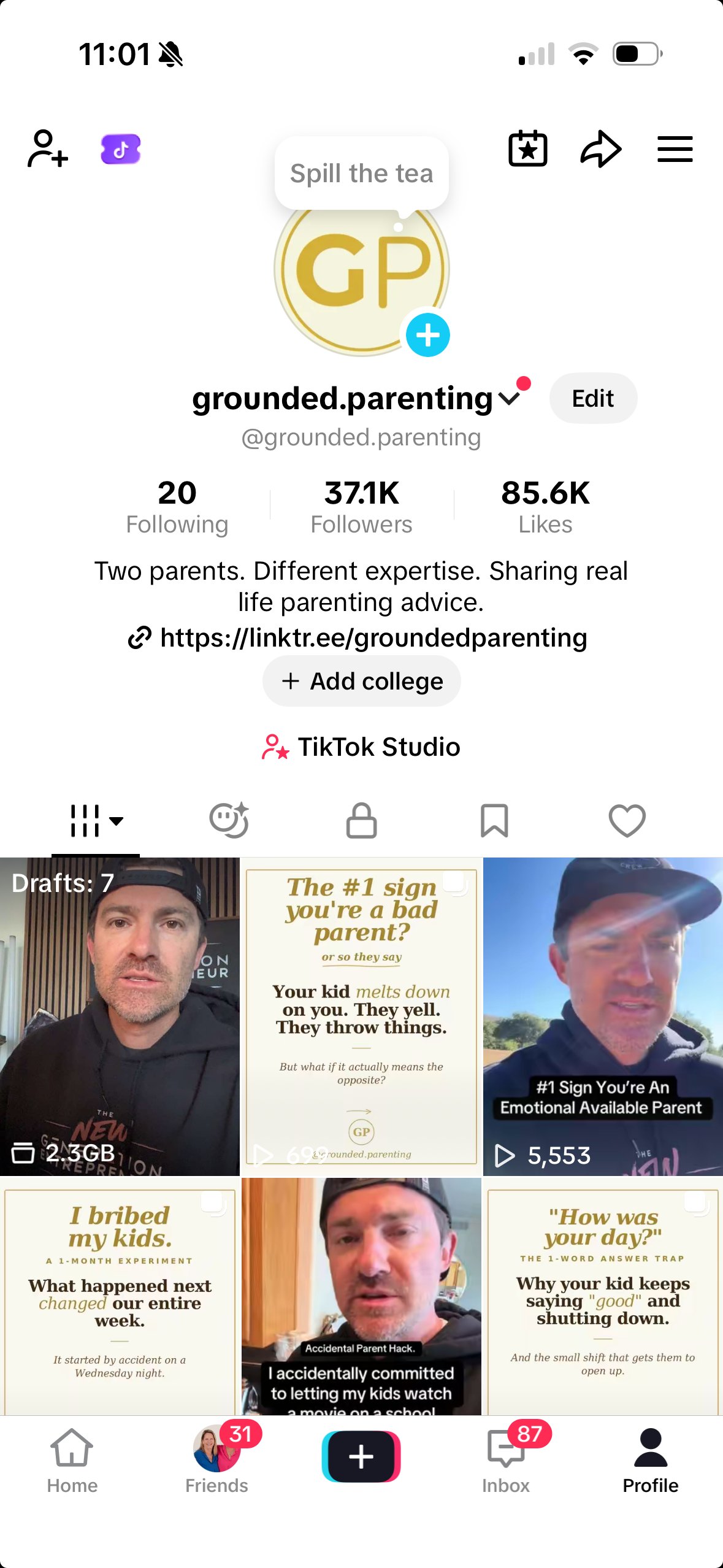 TikTok @grounded.parenting &mdash; 37.1K followers, 85.6K likes