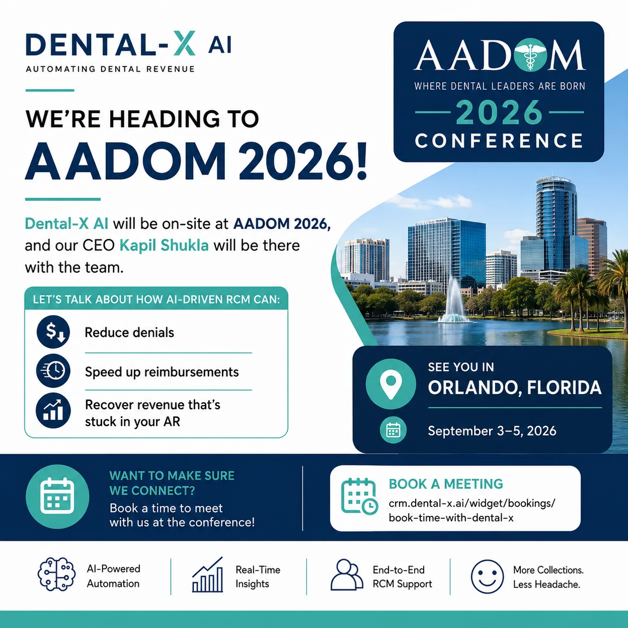 LinkedIn post: 🦷 We're heading to AADOM 2026!