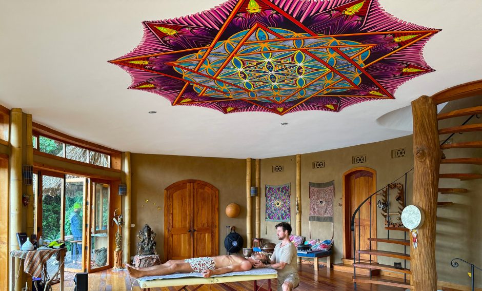 The healing and community space with its mandala ceiling
