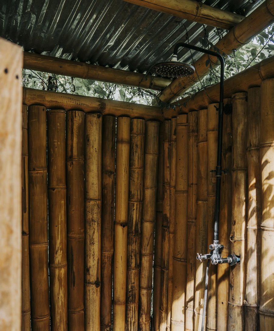 Outdoor bamboo shower
