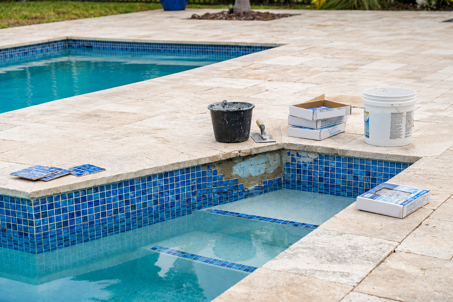 Pool tile repair in Huntington Beach