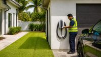 EV charger line to garage