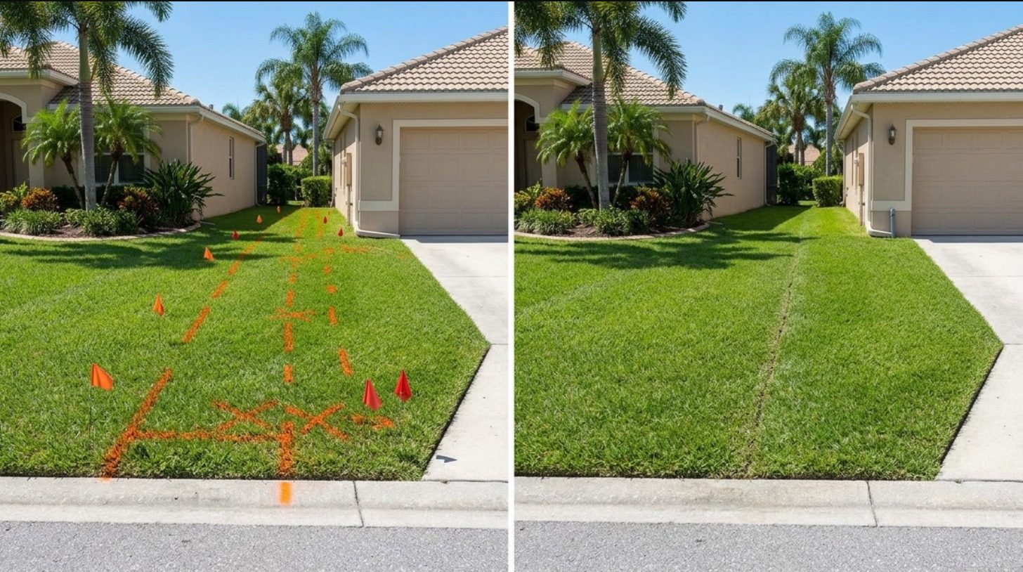 Lawn before and after