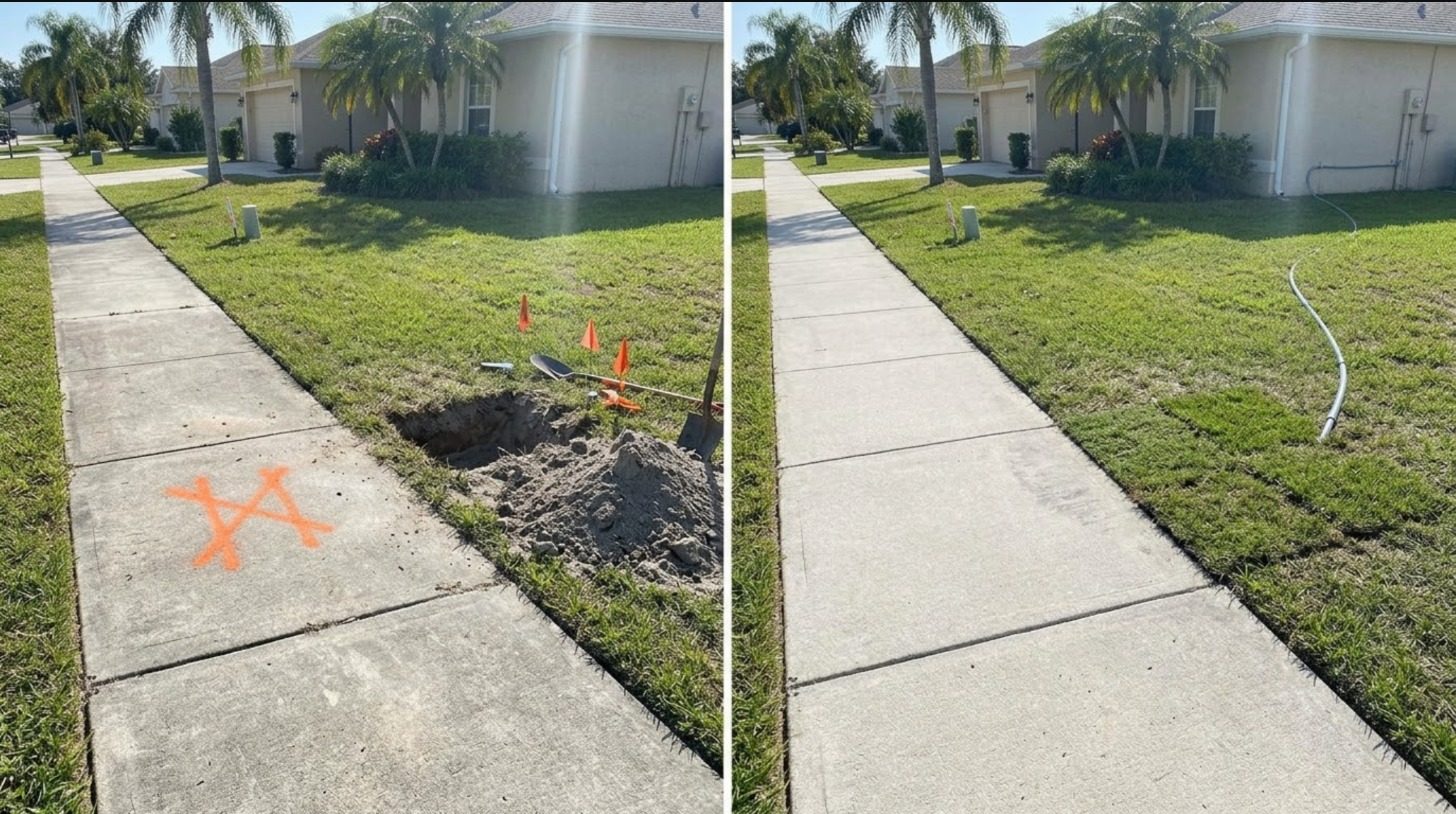 Sidewalk before and after
