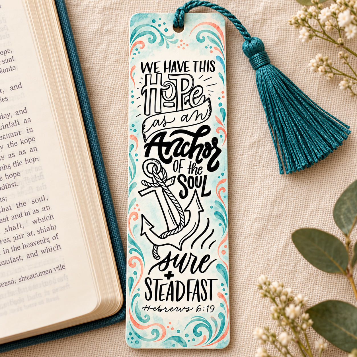 Scripture bookmark digital design made with SFC hand lettering