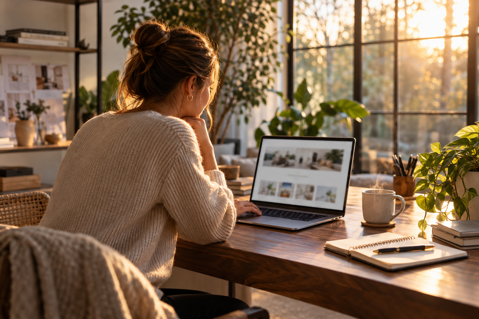 New business owner launching a website built with AI