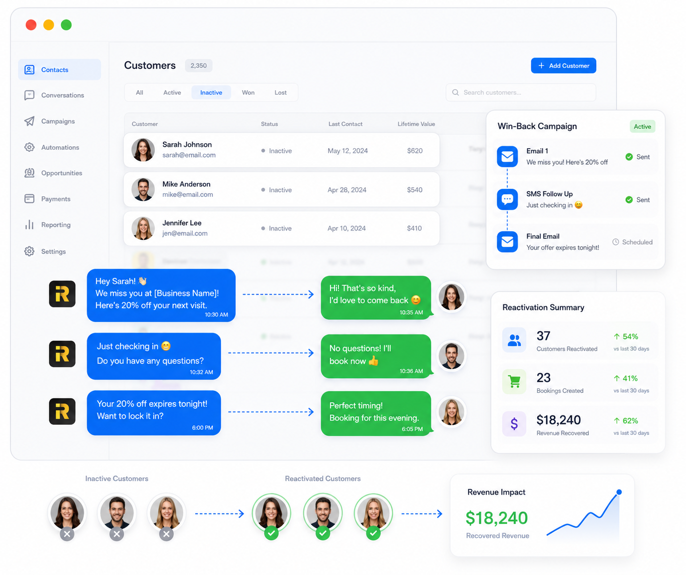Reactivate — win-back automation in Reachific