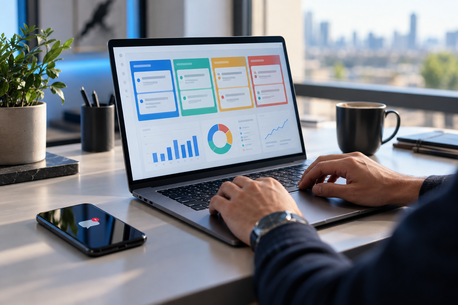 Business owner managing leads and a sales pipeline in the Reachific platform