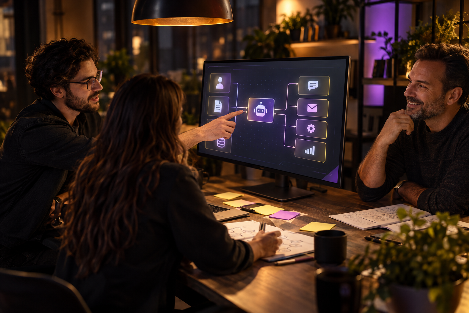 Reachific team mapping a custom AI agent with a business owner