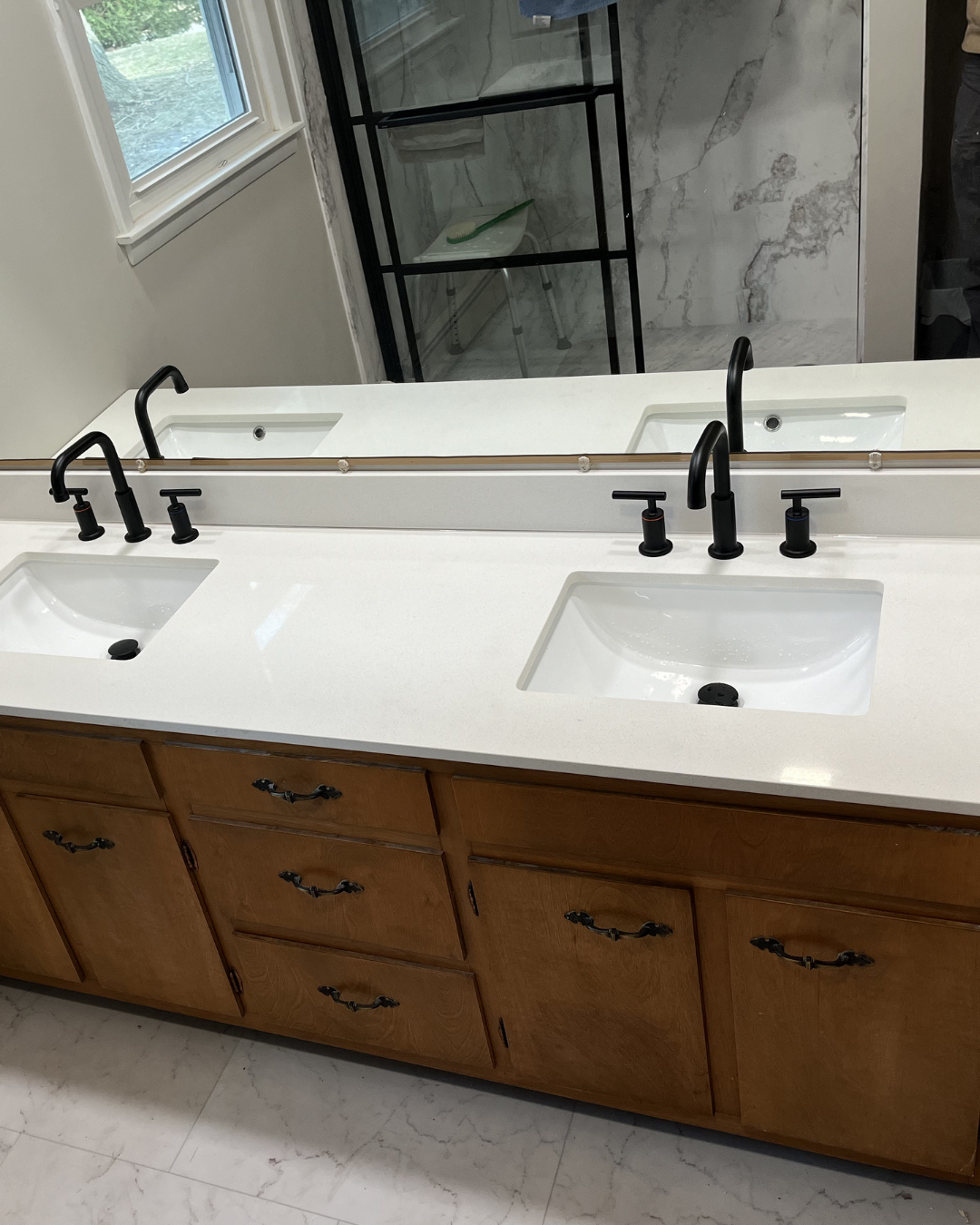 Double sink vanity from another angle